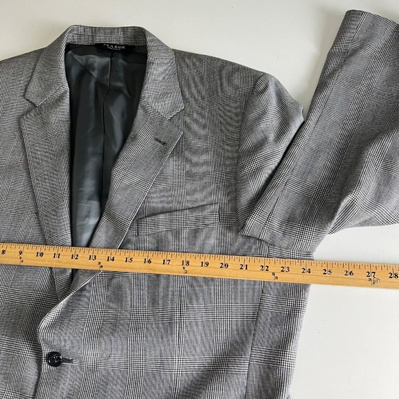 Jos A Bank Signature Black & White Glencheck Blazer Suit Jacket Mens 46R Wool - Picture 8 of 11